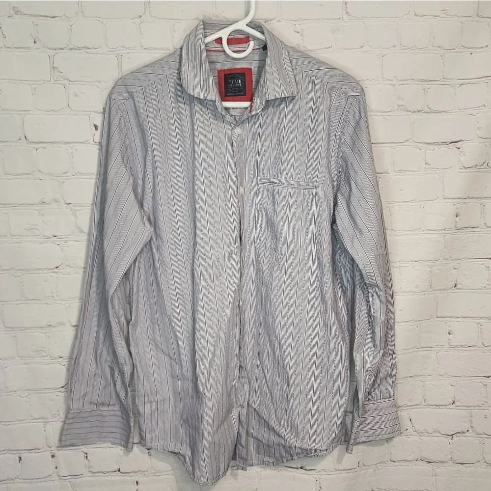 Men's True Measure longsleeve button-down shirt, size Medium